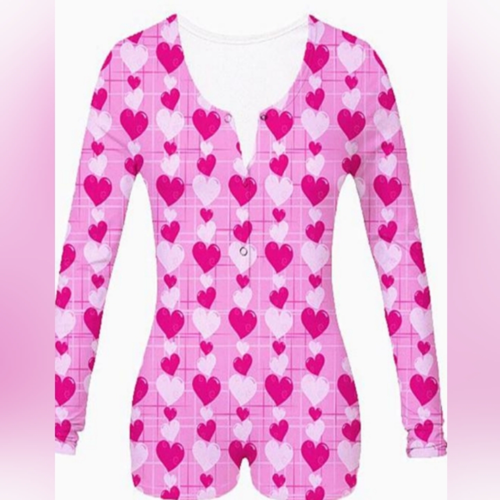 Long-sleeved Heart Onsie pajamas